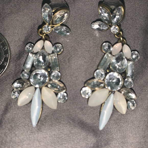 Drop statement earrings, pink and silver rhinestones - Picture 3 of 3
